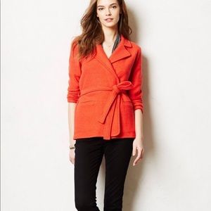Anthropologie Wool Orange Belted Sweater. Small